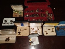 Huge lot of vintage cuffinks, tie clips, and pins.