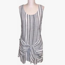Anthropologie Drew Striped Rayon Linen Tie Waist Dress Medium