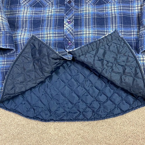 VTG Anthony's Plaid Quilted Lined Flannel Shirt Blue Size Large Long Sleeve - Picture 3 of 6