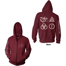 Led Zeppelin Unisex Zipped Hoodie: Symbols Back Print