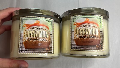 Lot Of 2 Bath & Body Works HONEY CINNAMON CRUMB CAKE 3-Wick Candle Large 14.5 oz