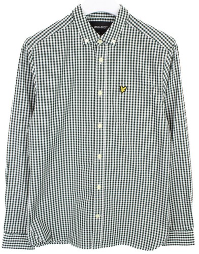 LYLE & SCOTT Slim Fit Shirt Mens MEDIUM Checked Green Button Down 
