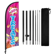 Sweet Treats Swooper Flag 8FT with Pole, Feather Banner for Sweet Treats Ads