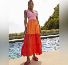 Scoop Women's Sleeveless Color Block Maxi Dress with Side Cutouts S 