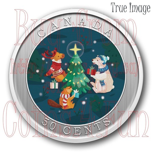 2024 - Trimming The Holiday Tree - 50 cents 3D Lenticular Gift Coin - Canada - Picture 3 of 5