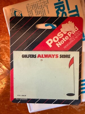 NEW Vintage 1980's 87 Sealed POST IT Note Pad Golfers Always Score 40ct Sticky 3