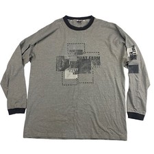 VTG Phat Farm Jeans Gray Long Sleeve T-Shirt 100% Cotton Logo Made In USA XL