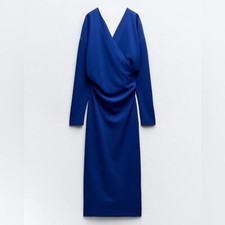 ZARA WRAP NECK DRAPED DRESS