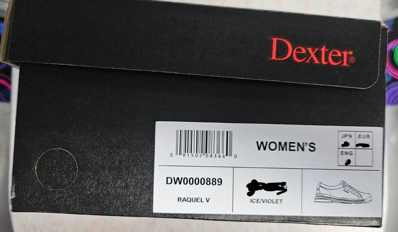 NEW Dexter Raquel V size 8w Women's Bowling Shoes ice/violet.  Free Shipping