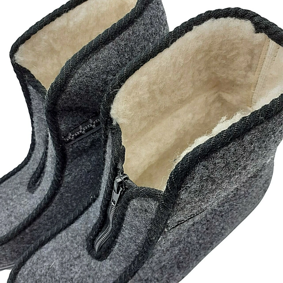 Herren Winter Hausschuhe Filz Hüttenschuhe Schafwolle Filzpantoffeln Schurwolle - Bild 4 von 4