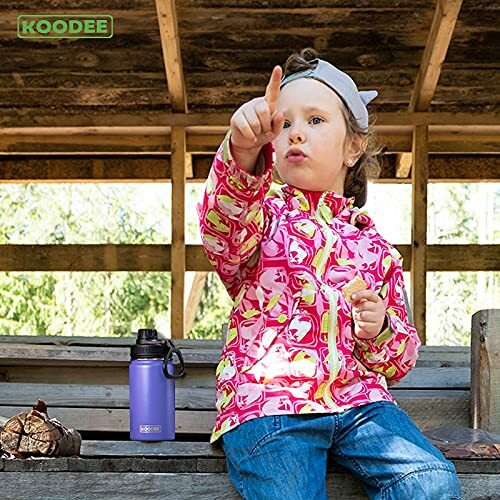 Kids Water Bottle 12 Oz Stainless Steel Vacuum Insulated Wide Mouth Flask 