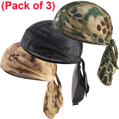 3× Bandana Hats Headwrap Kopftuch Piratentuch Biker Caps Durag Doo Rag Headwear/