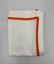 Pottery Barn Mark and Graham Border Table Runner White Orange 16" X 108" #H648