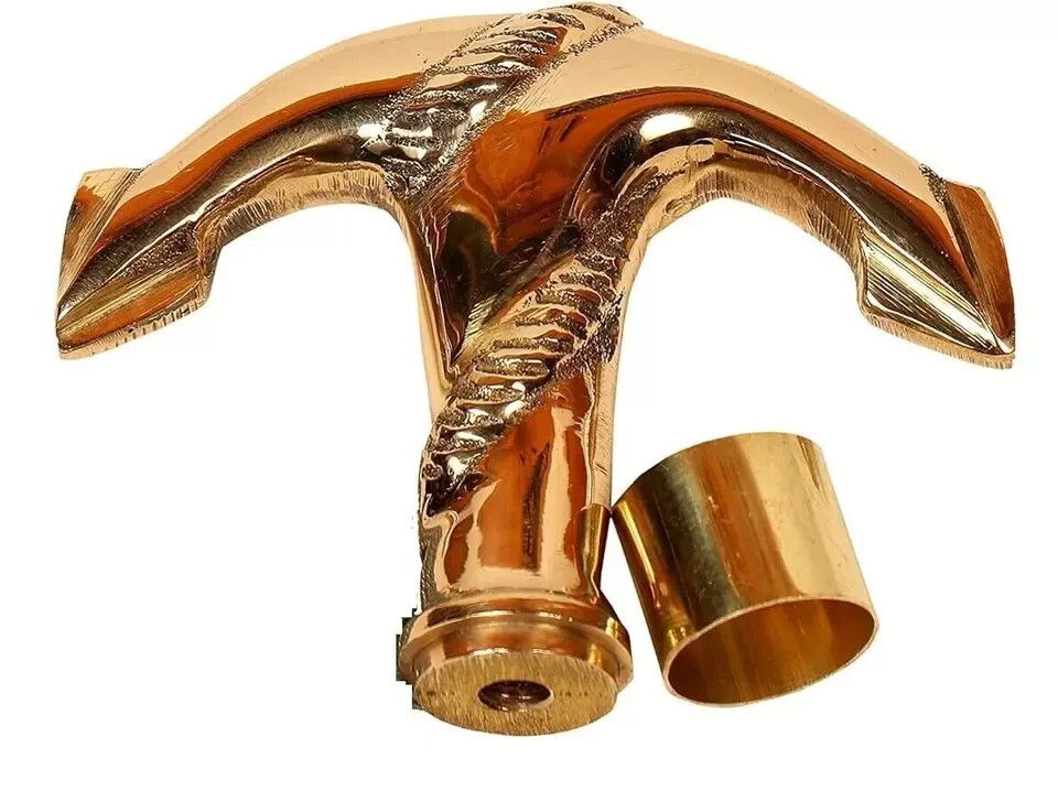 Nautical Solid Brass Anchor Walking Stick Handle … - image 1