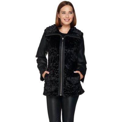 Dennis Basso Faux Fur Zip Front Jacket Zip-Off Sleeves Vest - Main Image