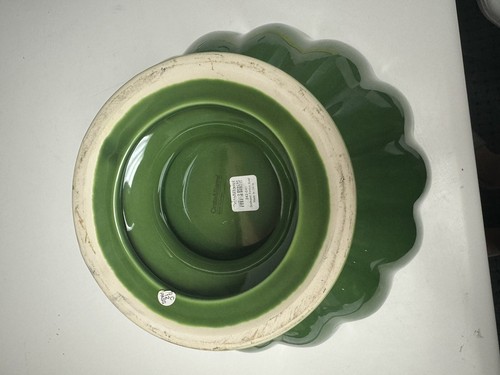 Centro de mesa de cajón y barril cuenco con patas con bordes festoneados verdes - Imagen 6 de 8
