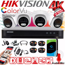 Image of Hikvision 4K 8MP COLORVU CCTV Outdoor KIT Audio CAMERA SYSTEM 4CH DVR + 1TB HDD