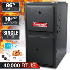 Goodman Gas Furnace 96% 40000 BTU NG or LP, 1 Stage Multi-Position GR9S96/GD9S96