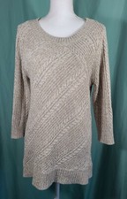 New York  Company Sparkle Knit Beige Pullover Sweater XL Extra Large