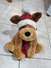 Hugfun Puppy Dog Winter Hat and Scarf Approx. 13" Tall Brown Red