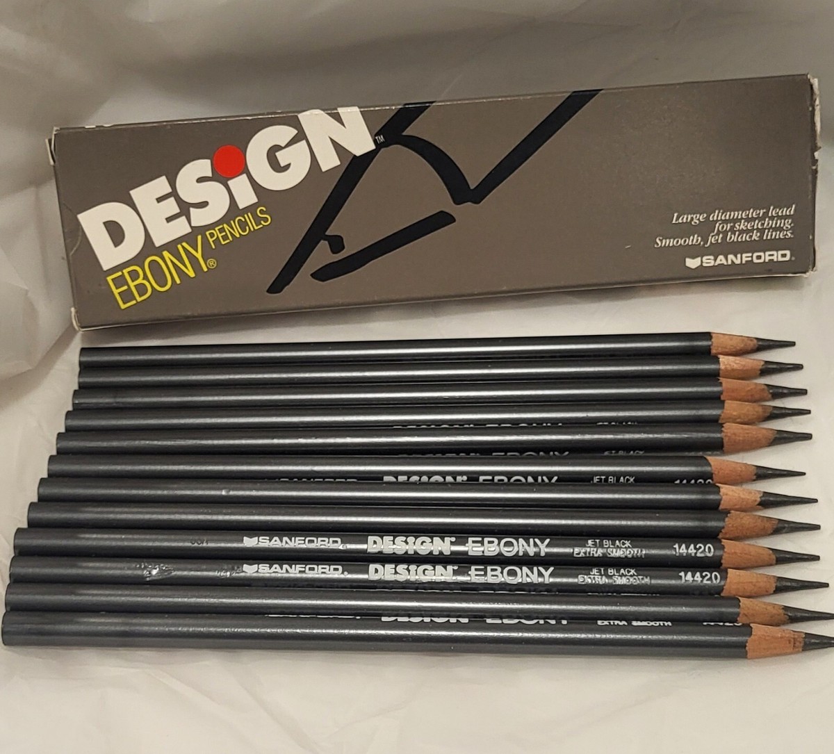 Vintage Sanford DESiGN Ebony 12 Pencils Jet Black Extra Smooth