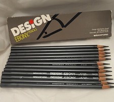 Vintage Sanford DESiGN Ebony 12 Pencils Jet Black Extra Smooth 14420 Sharpened