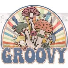 Sublimation Print Groovy Mushroom Ready to Press Heat Transfer