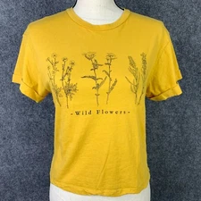 Dirtee Laundry Tee Women S Golden Yellow Short Sleeve Wild Flowers Graphic