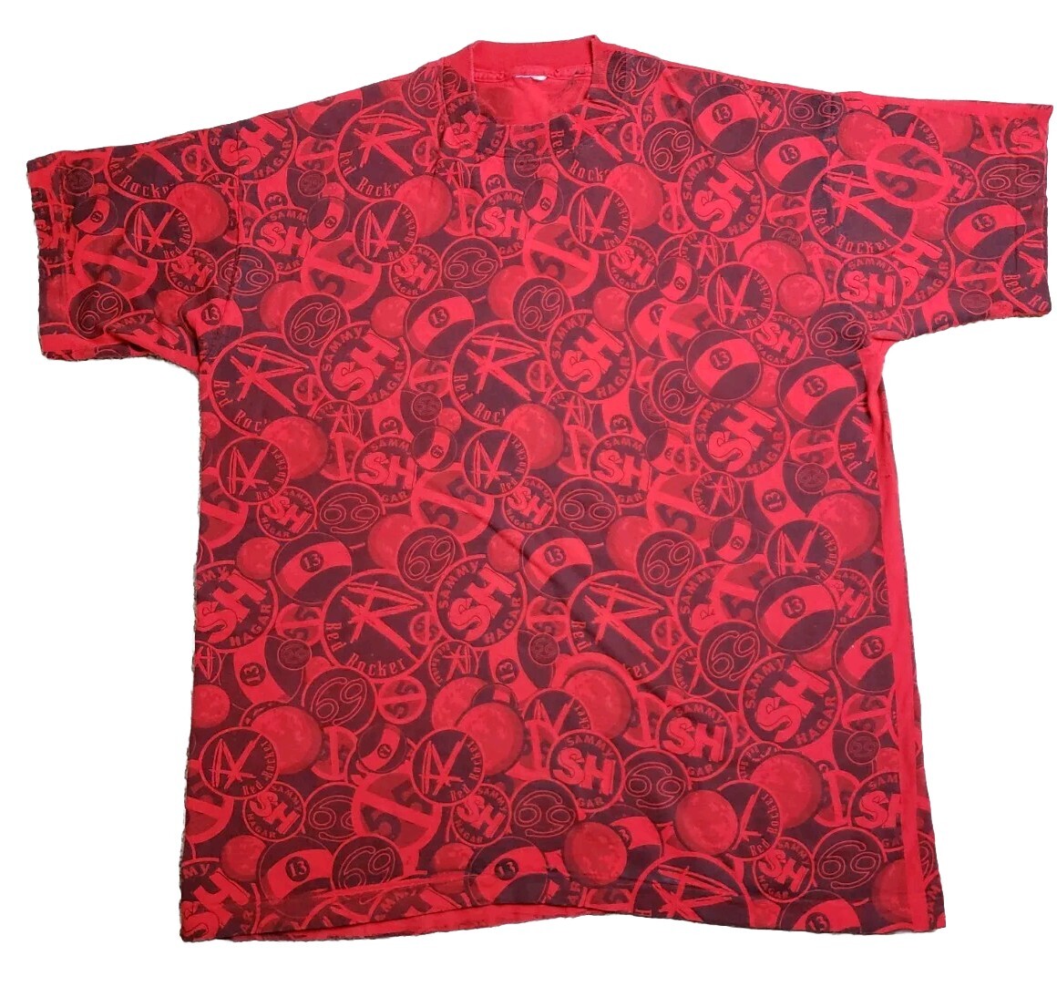 Vintage Sammy Haggar Red Rocker Cant Drive 55 Allover Print 80s T