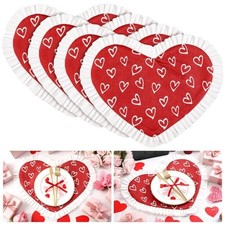 4 Pcs Valentine's Day Heart Placemats 17 Inch Red Love Hearts Placemats