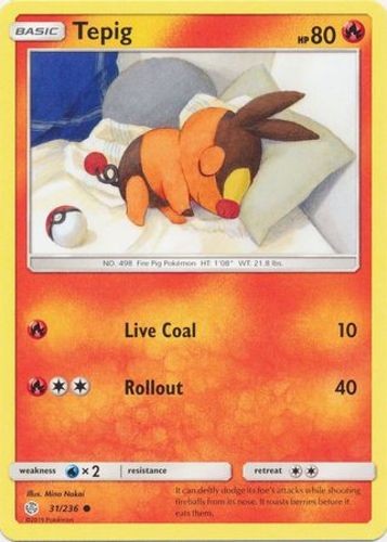 Tepig - 31/236 - Common (Near Mint) Cosmic Eclipse - Fire Pokémon