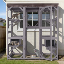Catio Cat Enclosure Large Window Cat House for Outdoor Cats, Walk-In Kitty Cage