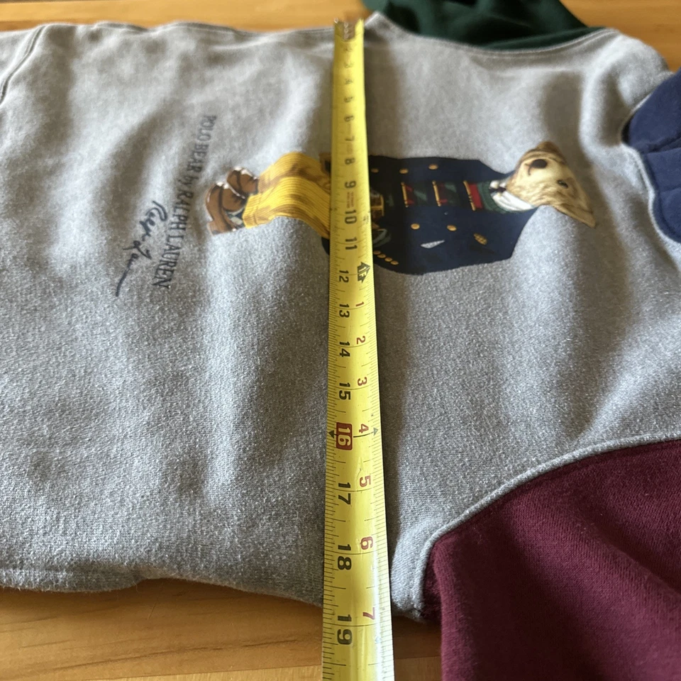 Ralph Lauren Niños Polo Oso Color Bloqueado Polar Sudadera con Capucha Gris Talla Grande EE. UU. 14/16 Foto 3 de 4