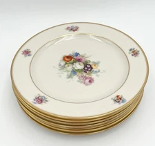 Vintage Gordon Belleek Floral Dinner Plates Set of 7 Cottagecore Shabby Cottage