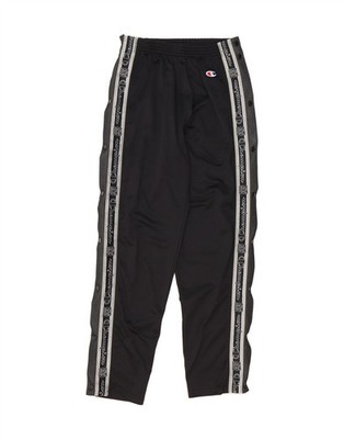 CHAMPION Mens Graphic Tracksuit Trousers Small  Black Polyester DU28