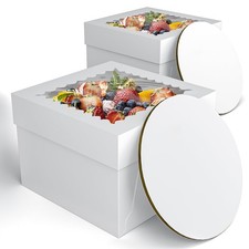 2 Pack 10x10x8 Inch Cake Boxes with Window Board For Home Bakers, Birt