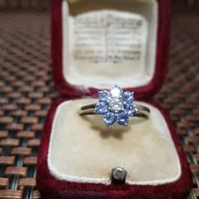 Sterling Silver Ring Iolite Topaz Floral Cluster Gemstones Jewellery UK Size N