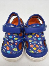 Stride Rite 360 Toddler Boys Blue Fish Print Sandals Size 4 Hook Loop Closure