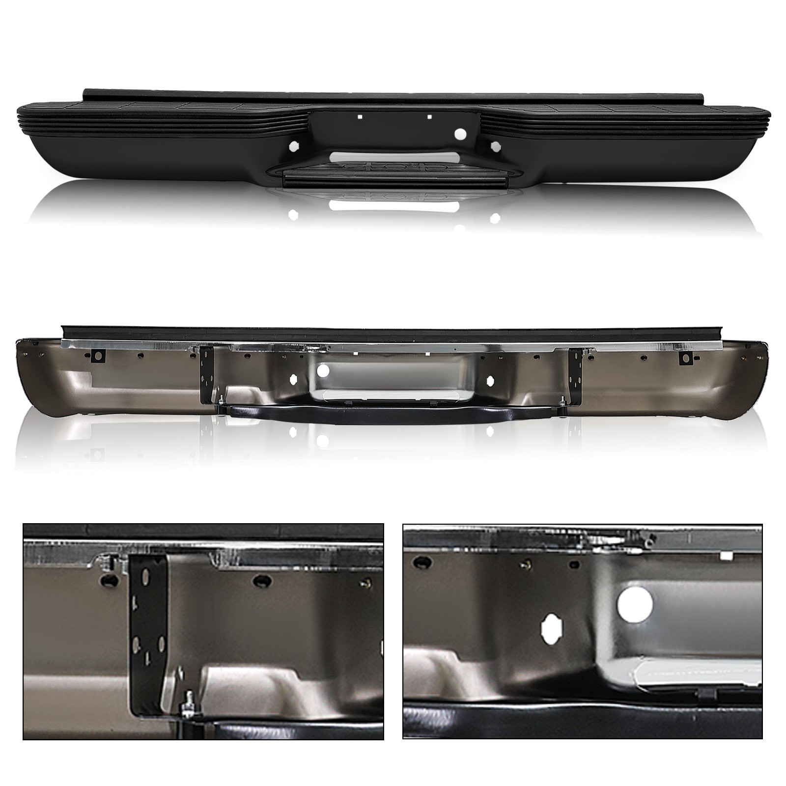 Rear Bumper Black For 1988-2000 Chevy Silverado GMC Sierra C/K 1500 ...