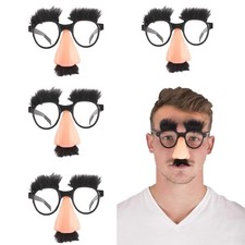 4 Pieces Funny Glasses, Party Glasses with Eyebrows and Mustache Plasti...