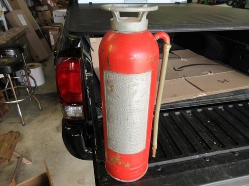 Vintage Elkhart Mfg Brass Fire Extinguisher Empty Embossed Elk