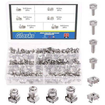 Cage Nuts Set 80 Stück M5 M6 Schrauben Unterlegscheiben Rack Montageset Server