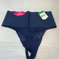Maidenform Women's Tame Your Tummy Shaping Lace Thong with Cool Comfort Navy L