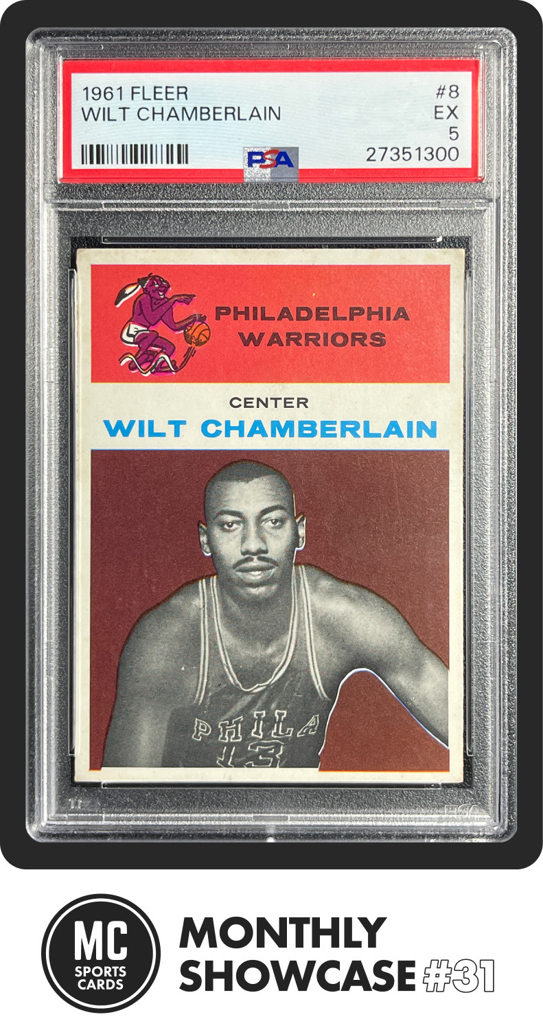 WILT CHAMBERLAIN PSA 5 1961 FLEER BASKETBALL #8 ROOKIE CARD RC EX