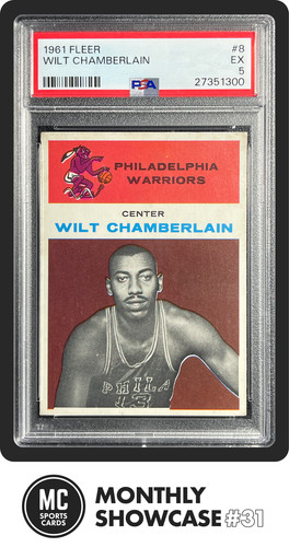 WILT CHAMBERLAIN PSA 5 1961 FLEER BASKETBALL #8 ROOKIE CARD RC EX