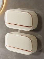 Waterproof Soap Dish with Drainage Box,Wall Mounted Soap Holder Box Drain Lid UK