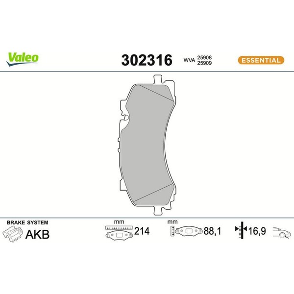 Valeo 302316 Bremsbelagsatz FüR Audi Vw Q7 A6 C8 A7 Q8 A8 D5 Touareg 4MB 4MG-image