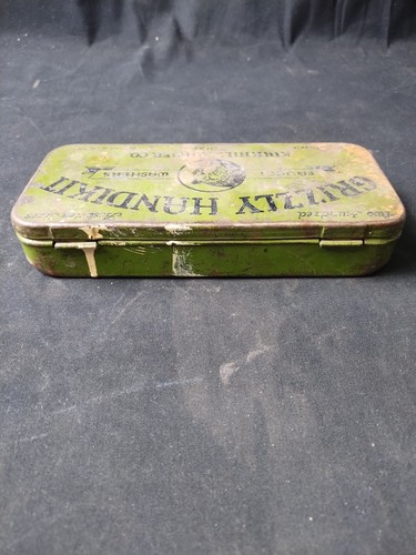 Vintage 1940's Grizzly Handikit Tin Litho Container with Some Original Washers - Picture 3 of 12
