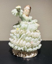 Irish Dresden Porcelain Figurine ‘Babette’ Green Dress c1960’s