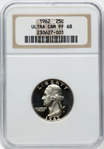1962 25C Washington Quarter NGC PR68 Ultra Cameo 90% Silver US Coin